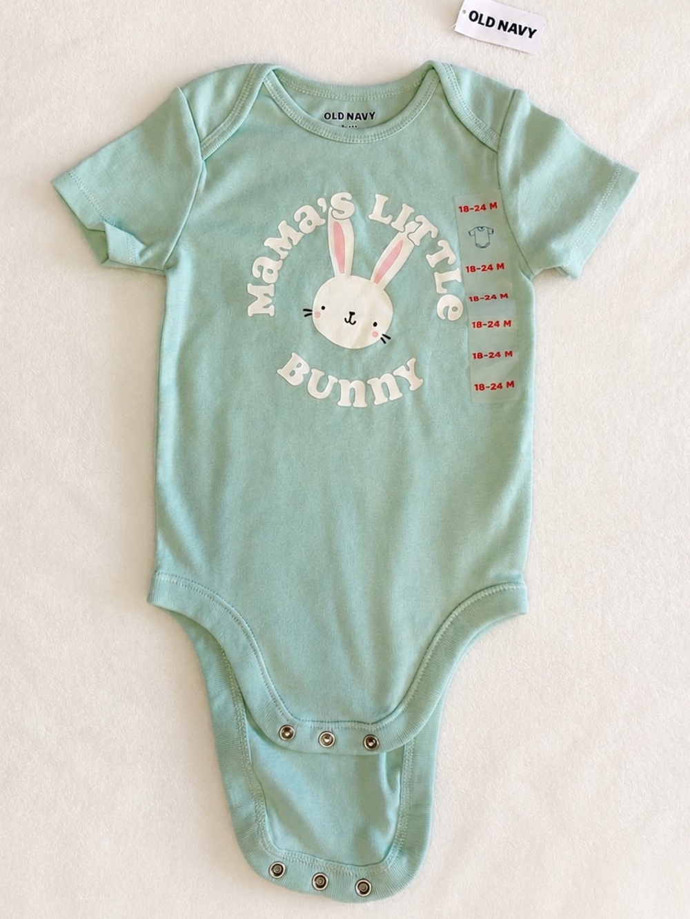 ๐ $0 WITH PURCHASE -OLD NAVY NWT Mint Cotton Baby Bodysuit Pyjama Snaps 18-24 M